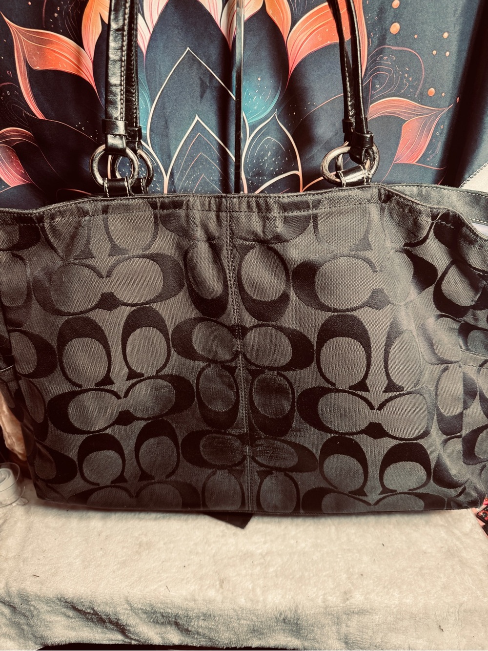 Vintage Coach Signature Logo Canvas Tote Bag - Picture 2 of 10